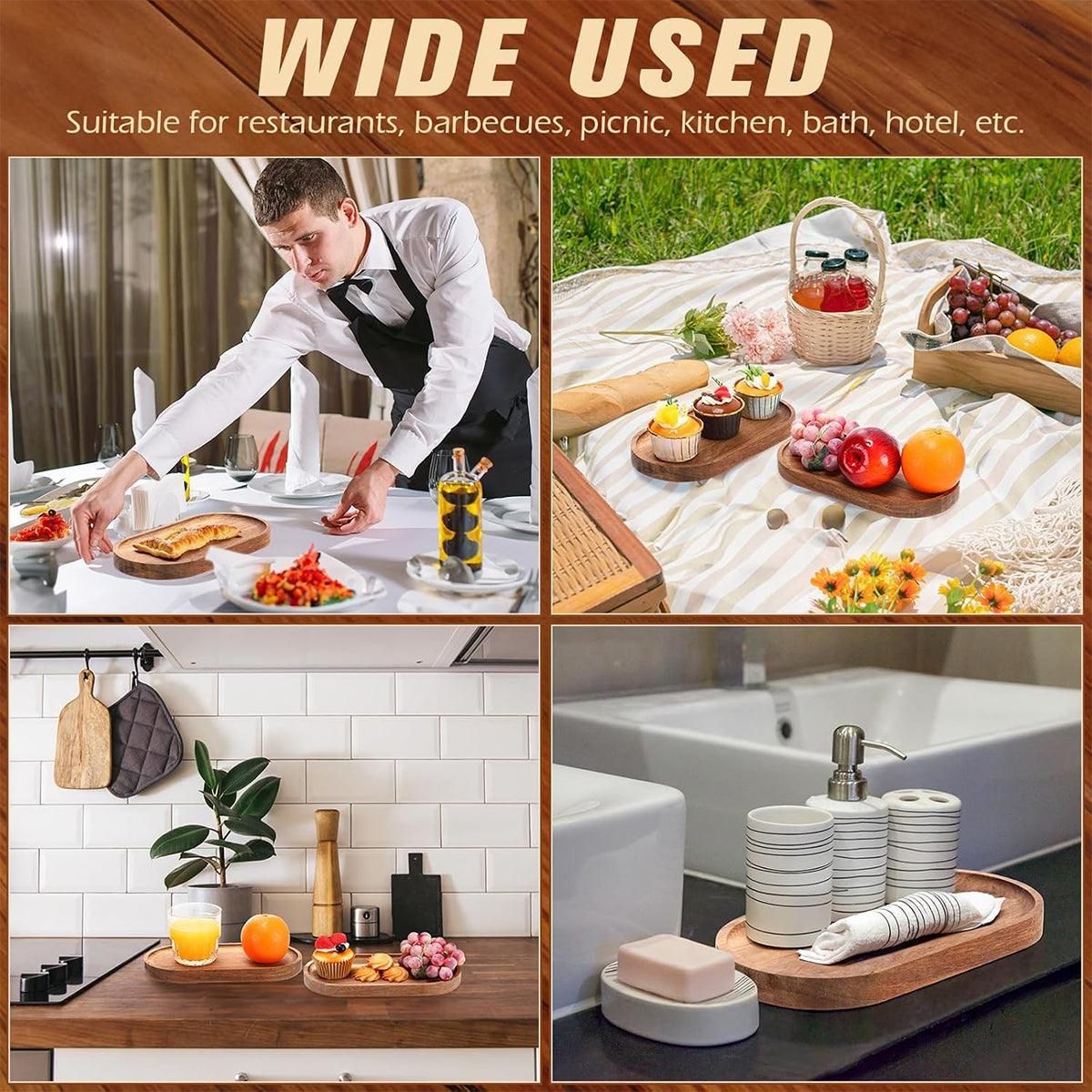 Brown Rectangular Serving Trays, 29 x 10.5 cm, Set of 8