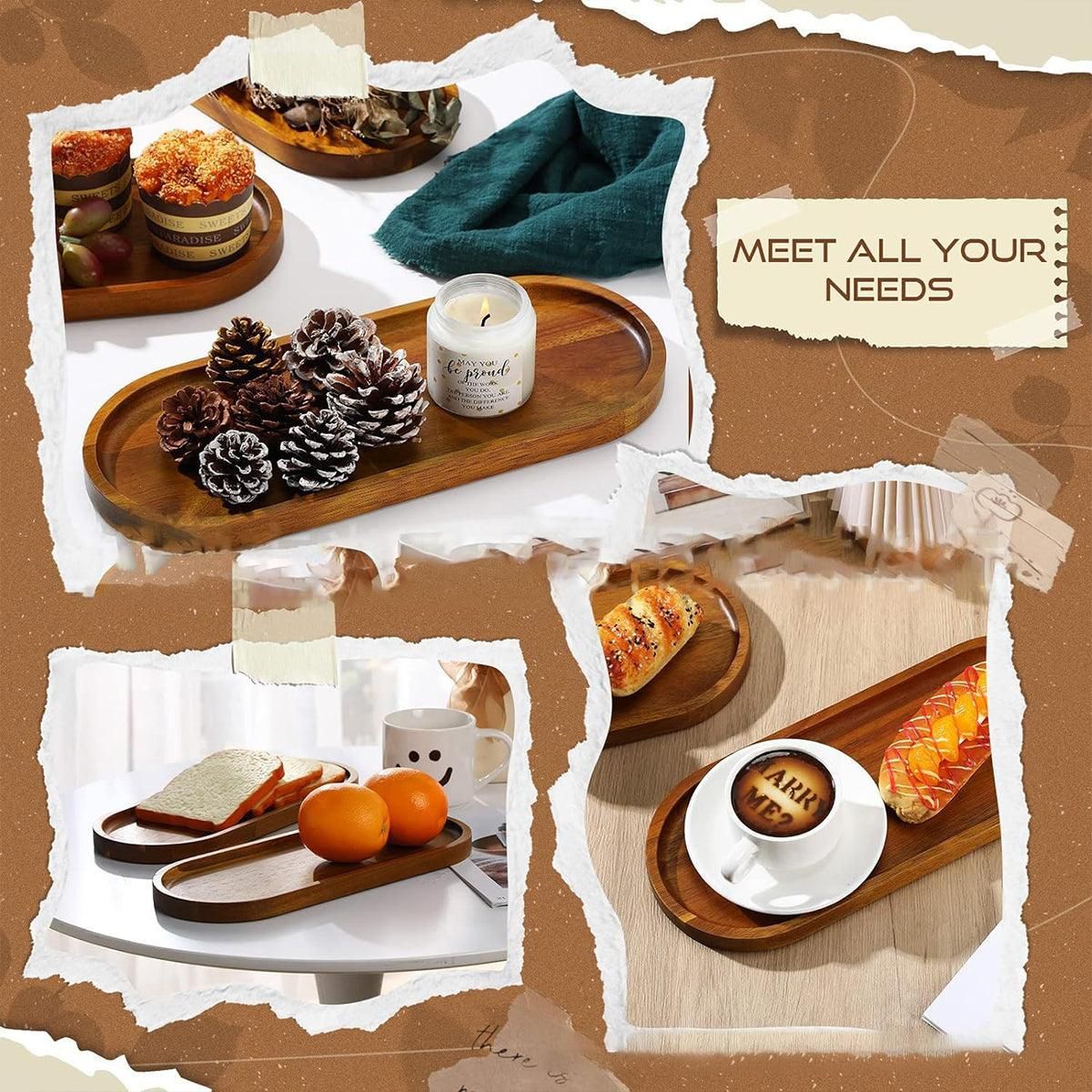 Brown Rectangular Serving Trays, 29 x 10.5 cm, Set of 8