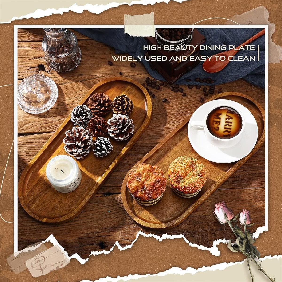 Brown Rectangular Serving Trays, 29 x 10.5 cm, Set of 8