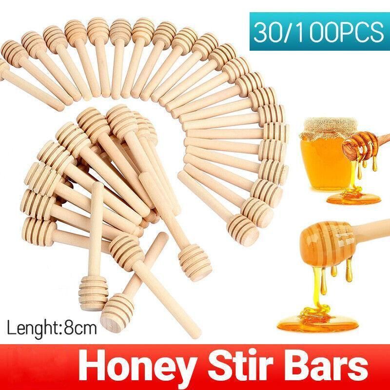 Mini Wooden Honey Dipper Sticks, Pack of 30
