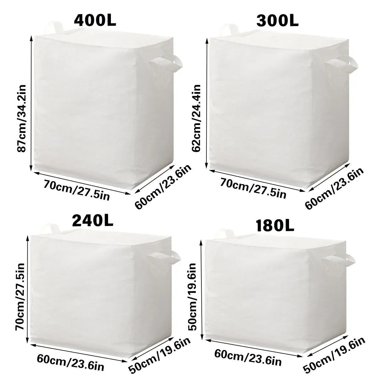 Large Woven Moving and Storage Bag with Zip, 180 L