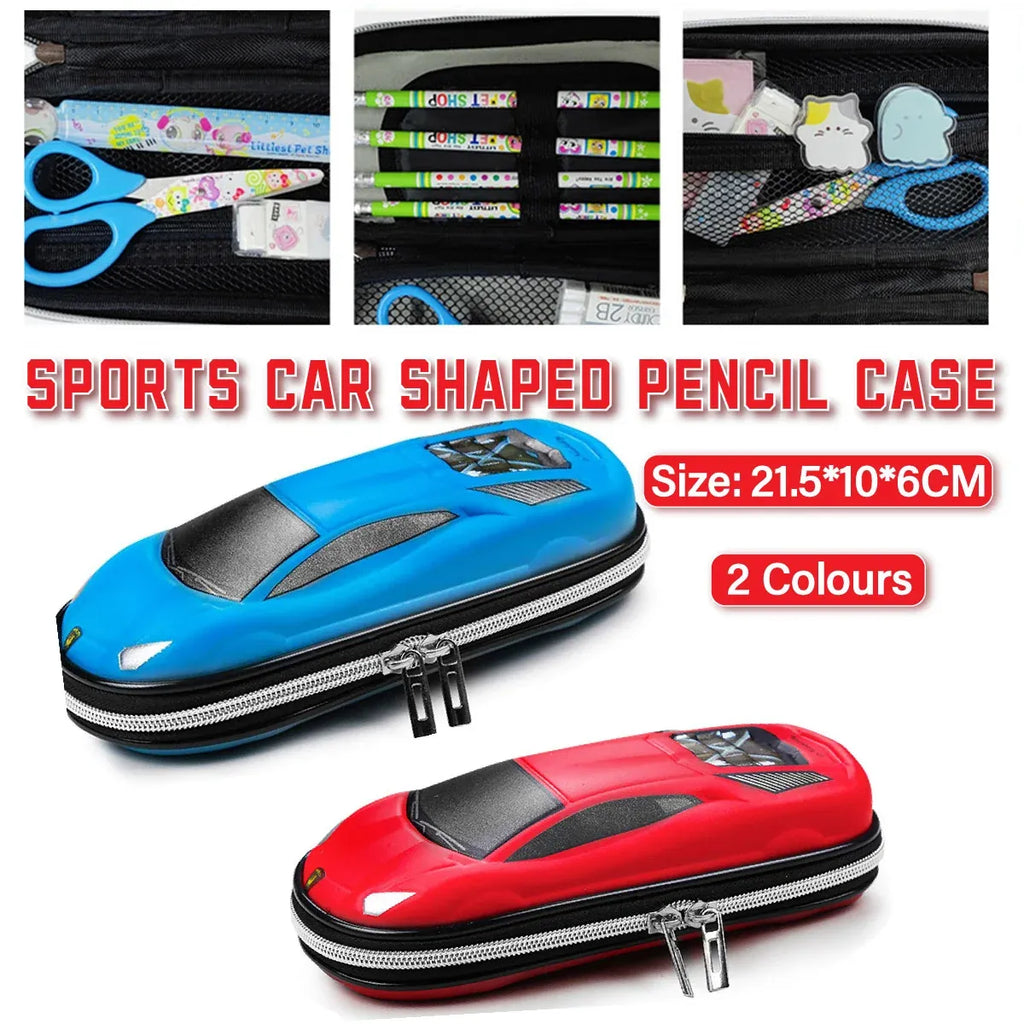 Sports Car Three-Layer EVA Pencil Case, 21.5 x 10 x 6 cm