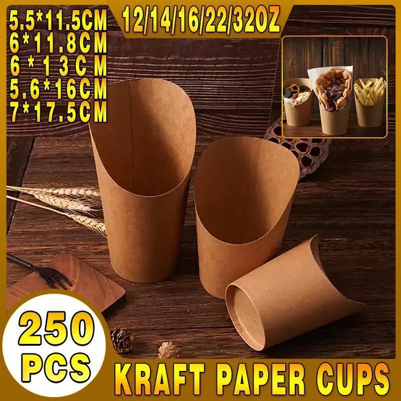 Kraft Paper French Fry Cups, 250 Pack