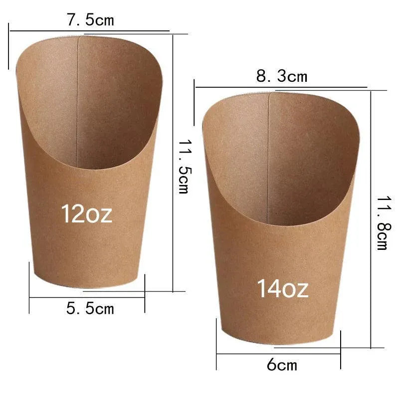 Kraft Paper French Fry Cups, 250 Pack