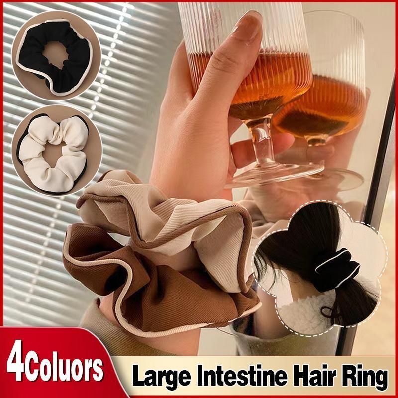 Large Satin Scrunchie Hair Tie, Black