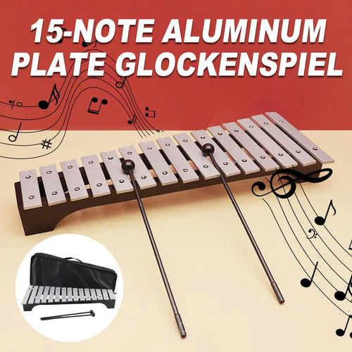 4-Piece 15-Note Glockenspiel Set with Mallets and Carry Bag
