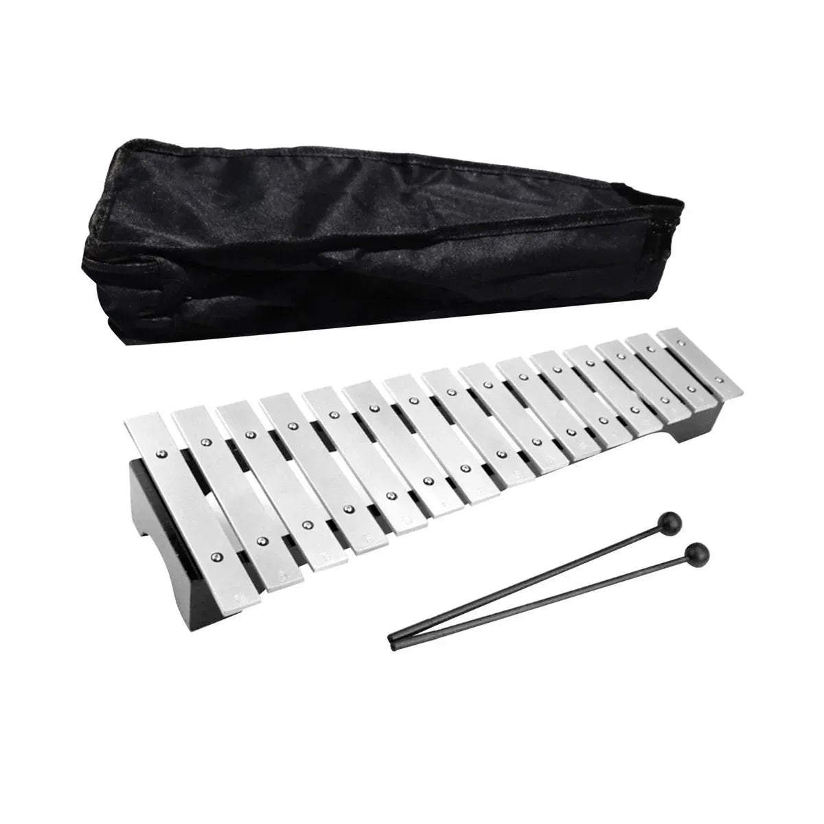 4-Piece 15-Note Glockenspiel Set with Mallets and Carry Bag