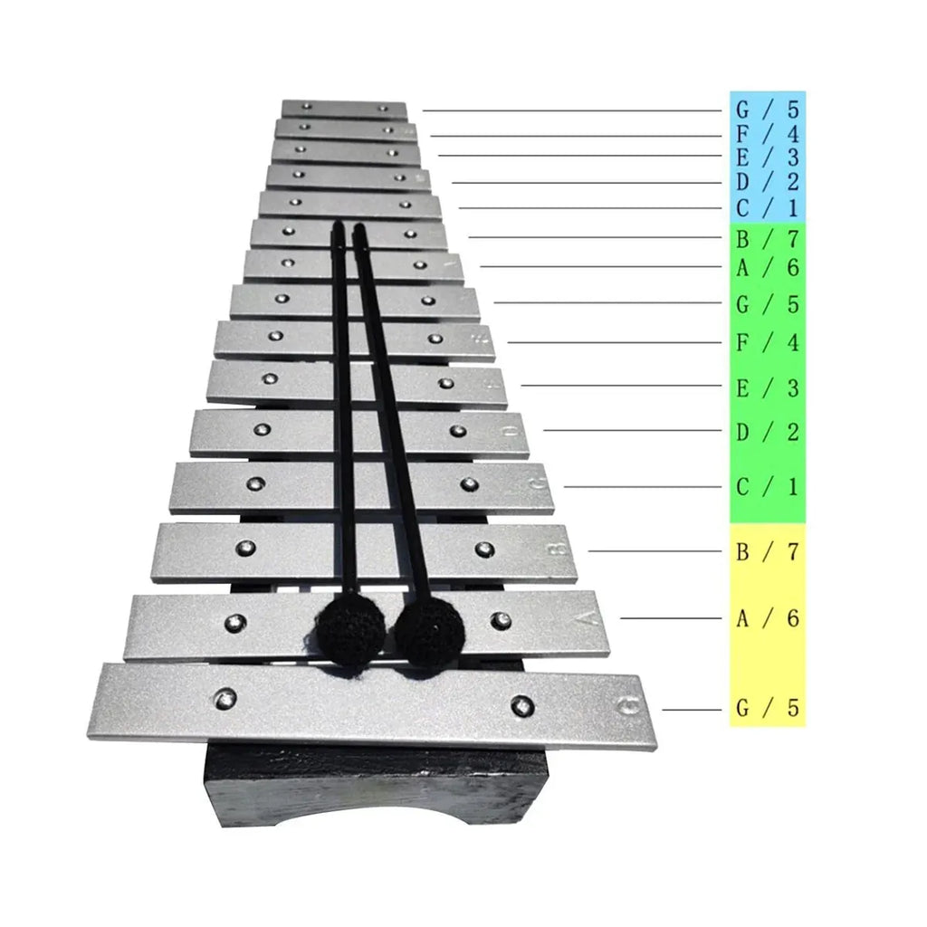 4-Piece 15-Note Glockenspiel Set with Mallets and Carry Bag