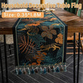 Banana Leaf Floral Table Runner with Tassels, 35 x 180 cm