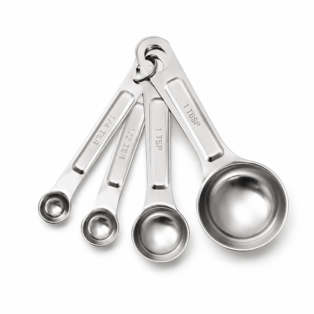 Stainless Steel Measuring Spoons with Ring, Set of 4