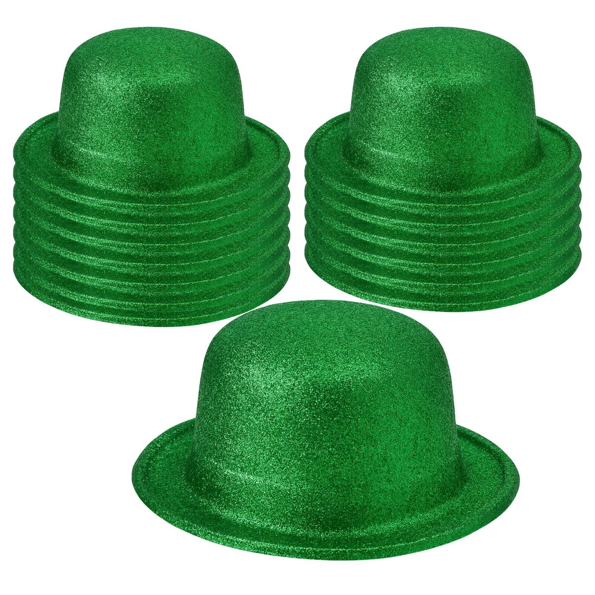 12x GLITTER BOWLER HAT Fancy Party Plastic Costume Cap Fun Dress Up