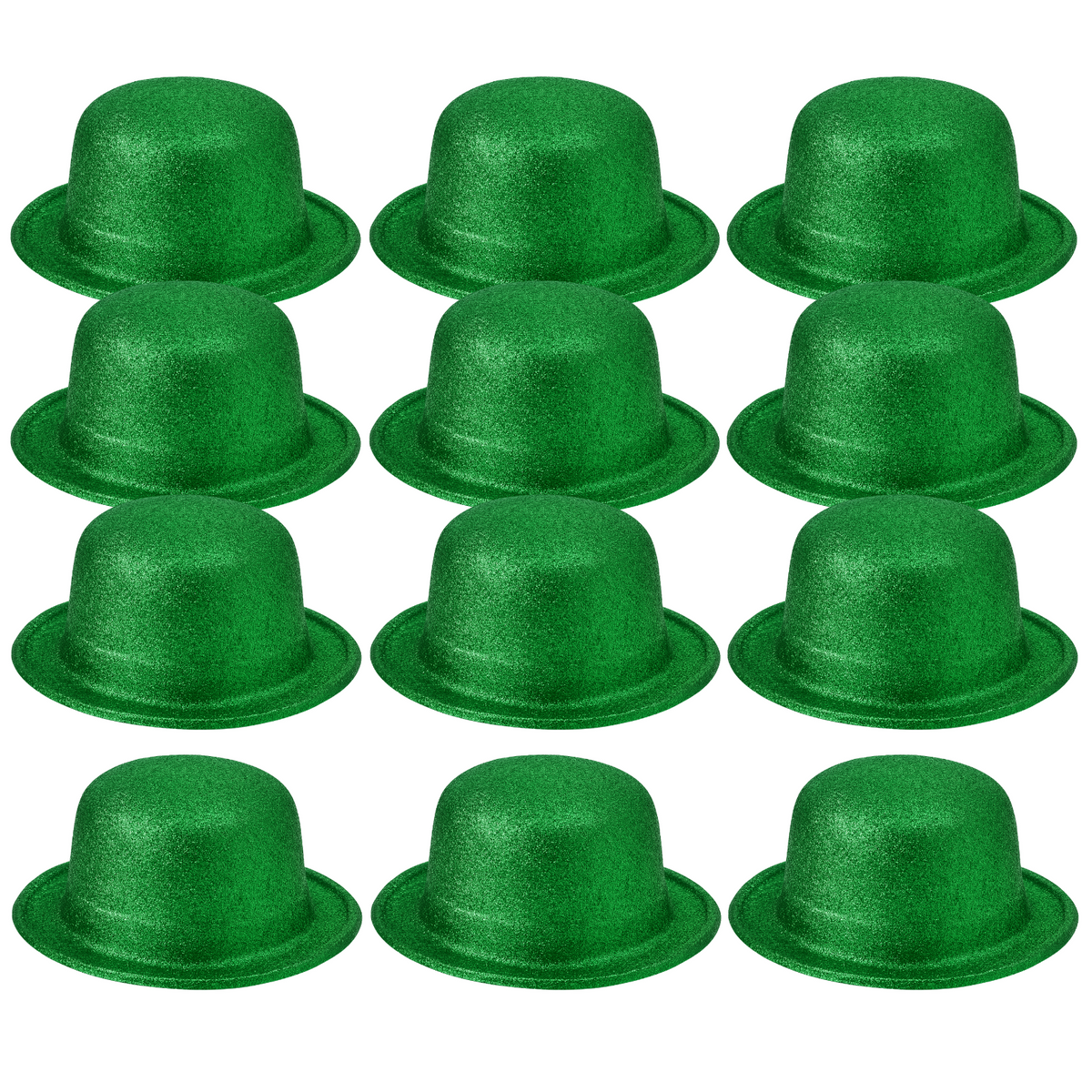 12x GLITTER BOWLER HAT Fancy Party Plastic Costume Cap Fun Dress Up