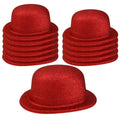 12x GLITTER BOWLER HAT Fancy Party Plastic Costume Cap Fun Dress Up