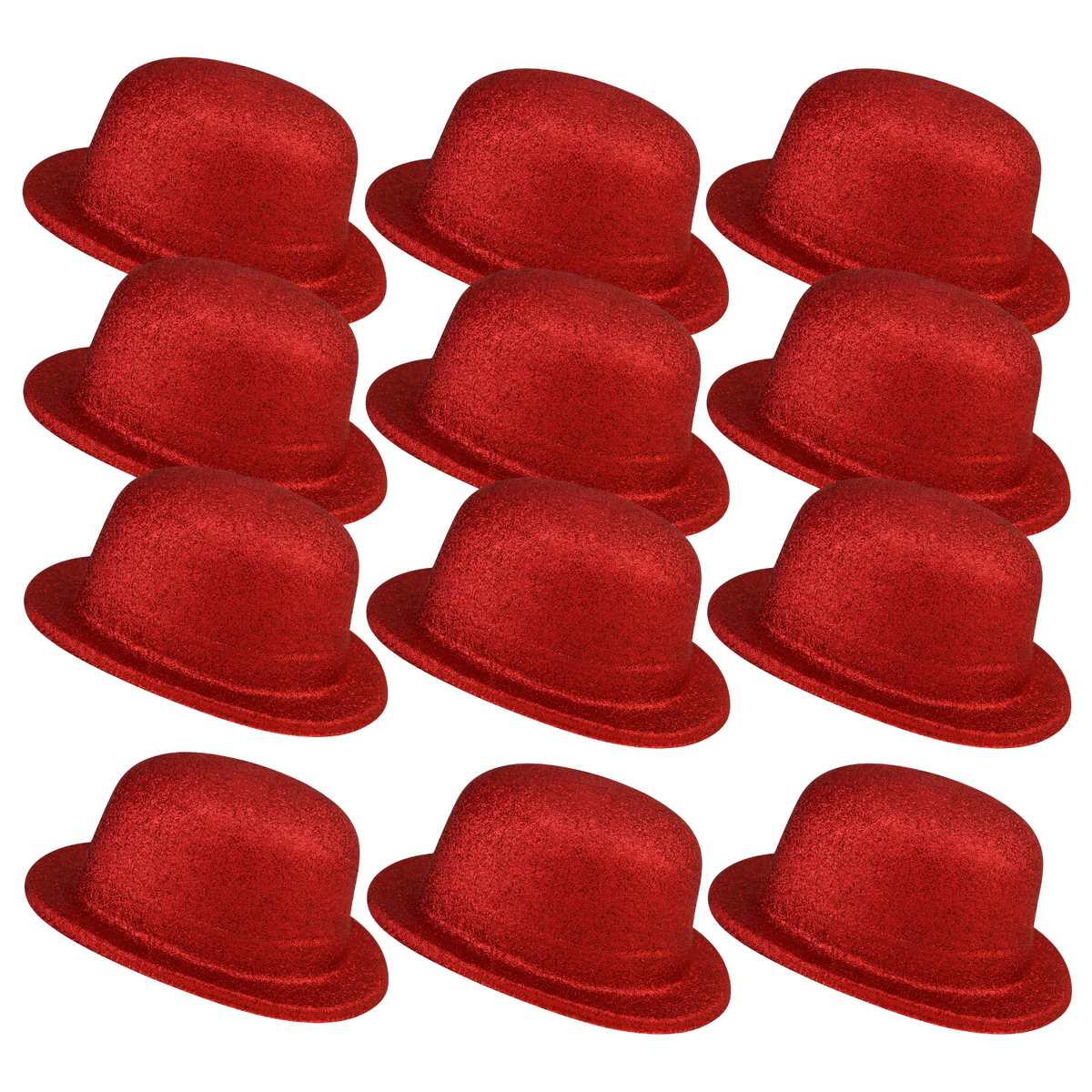 12x GLITTER BOWLER HAT Fancy Party Plastic Costume Cap Fun Dress Up