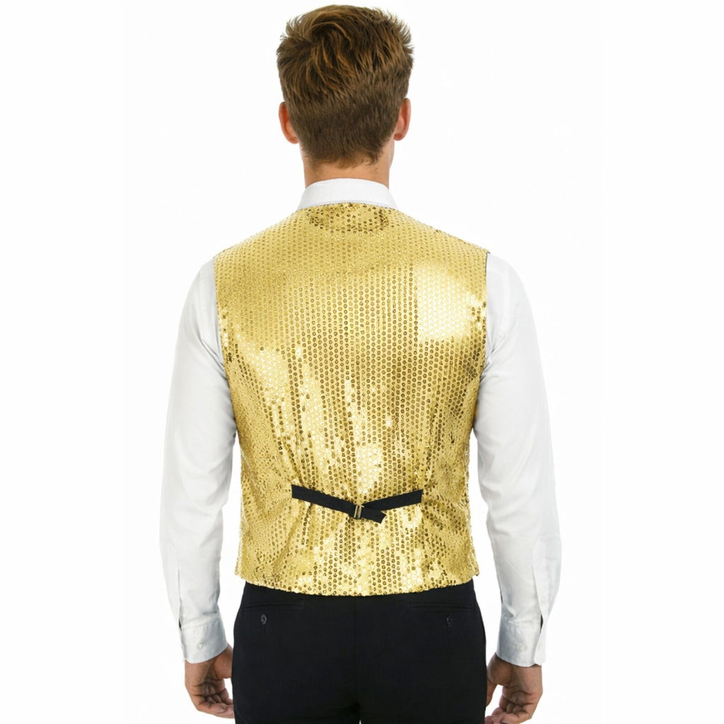Mens Sequin Vest Waistcoat Disco Sparkle Costume Dance Party One Size