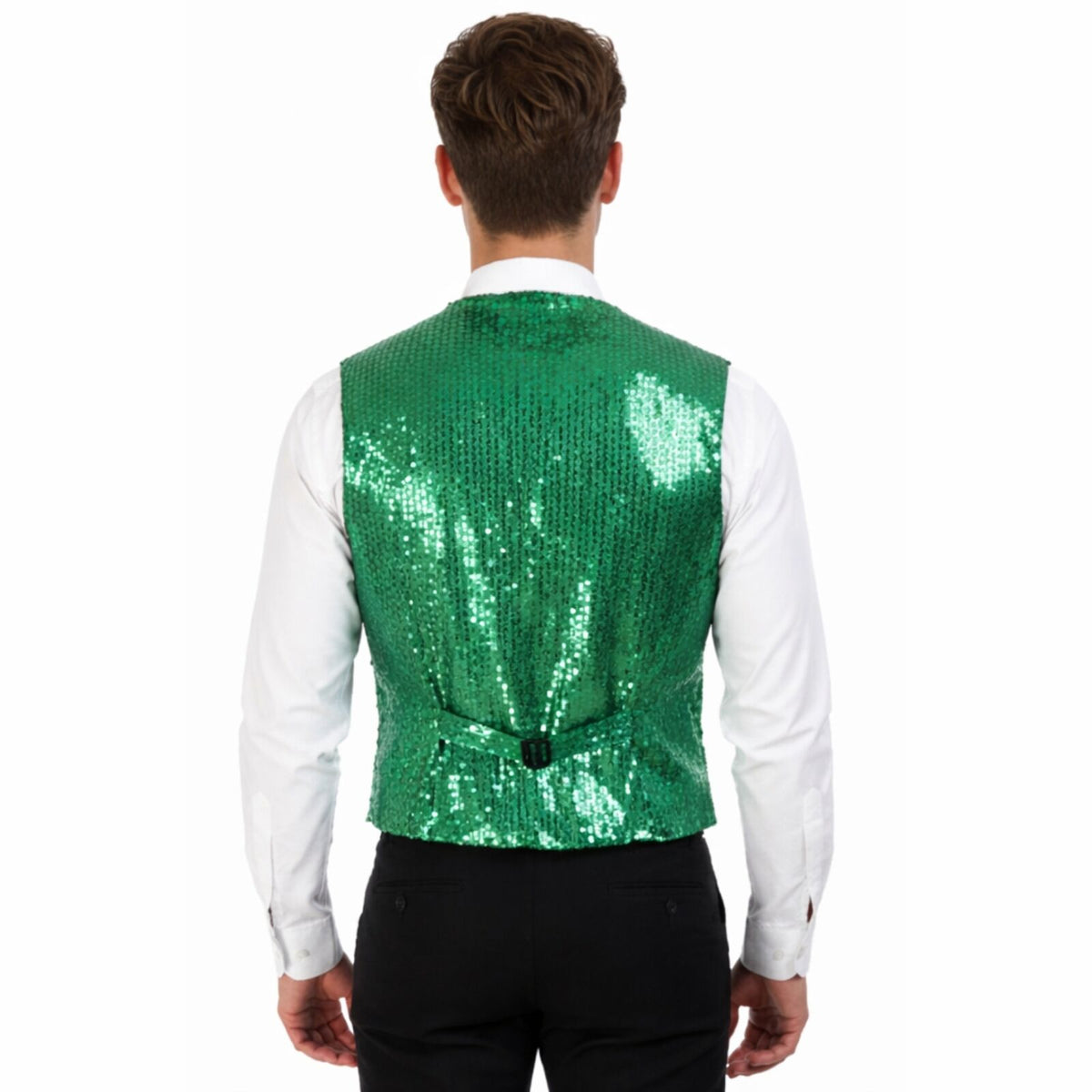 Mens Sequin Vest Waistcoat Disco Sparkle Costume Dance Party One Size