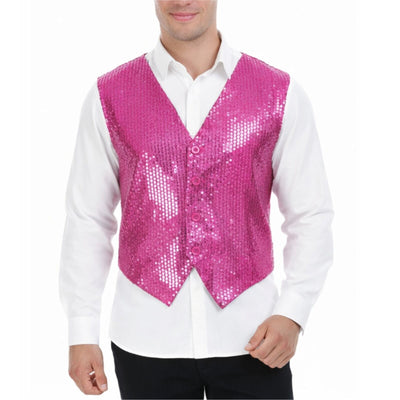 Mens Sequin Vest Waistcoat Disco Sparkle Costume Dance Party