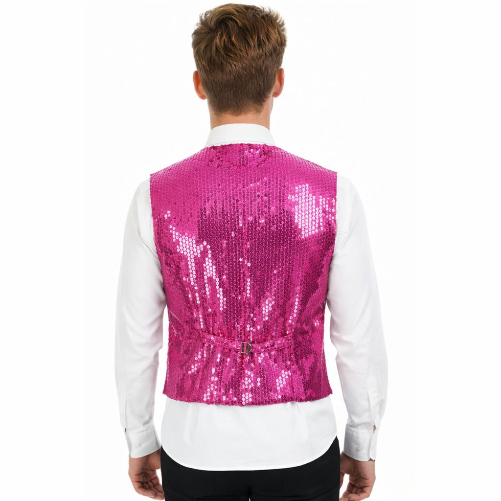 Mens Sequin Vest Waistcoat Disco Sparkle Costume Dance Party