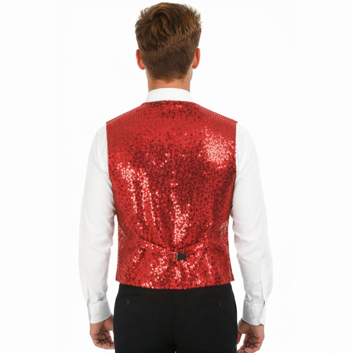 Mens Sequin Vest Waistcoat Disco Sparkle Costume Dance Party One Size