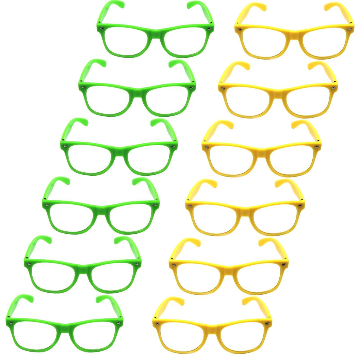 BR Costumes Green and Yellow Party Glasses, Set of 12