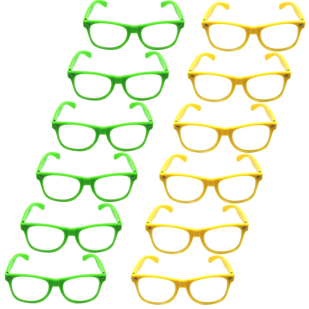 BR Costumes Green and Yellow Party Glasses, Set of 12