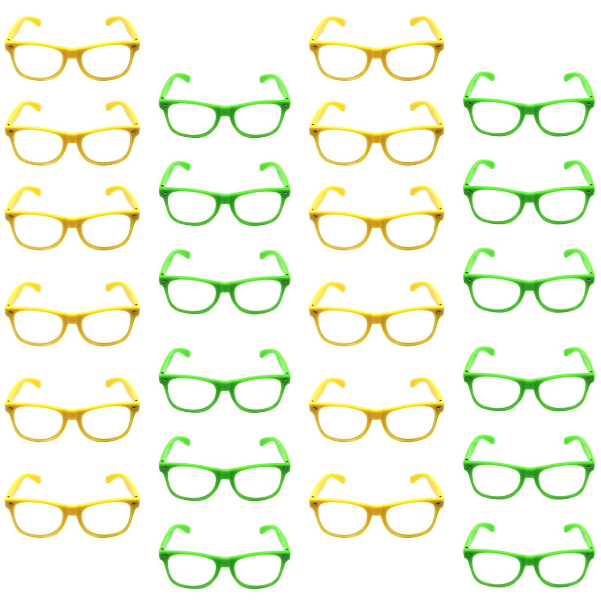 BR Costumes Green and Yellow Party Glasses, Set of 24