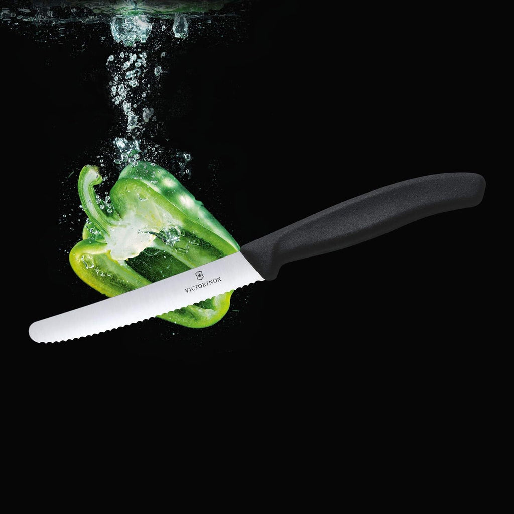 Victorinox Wavy Edge Steak and Tomato Knife, Black