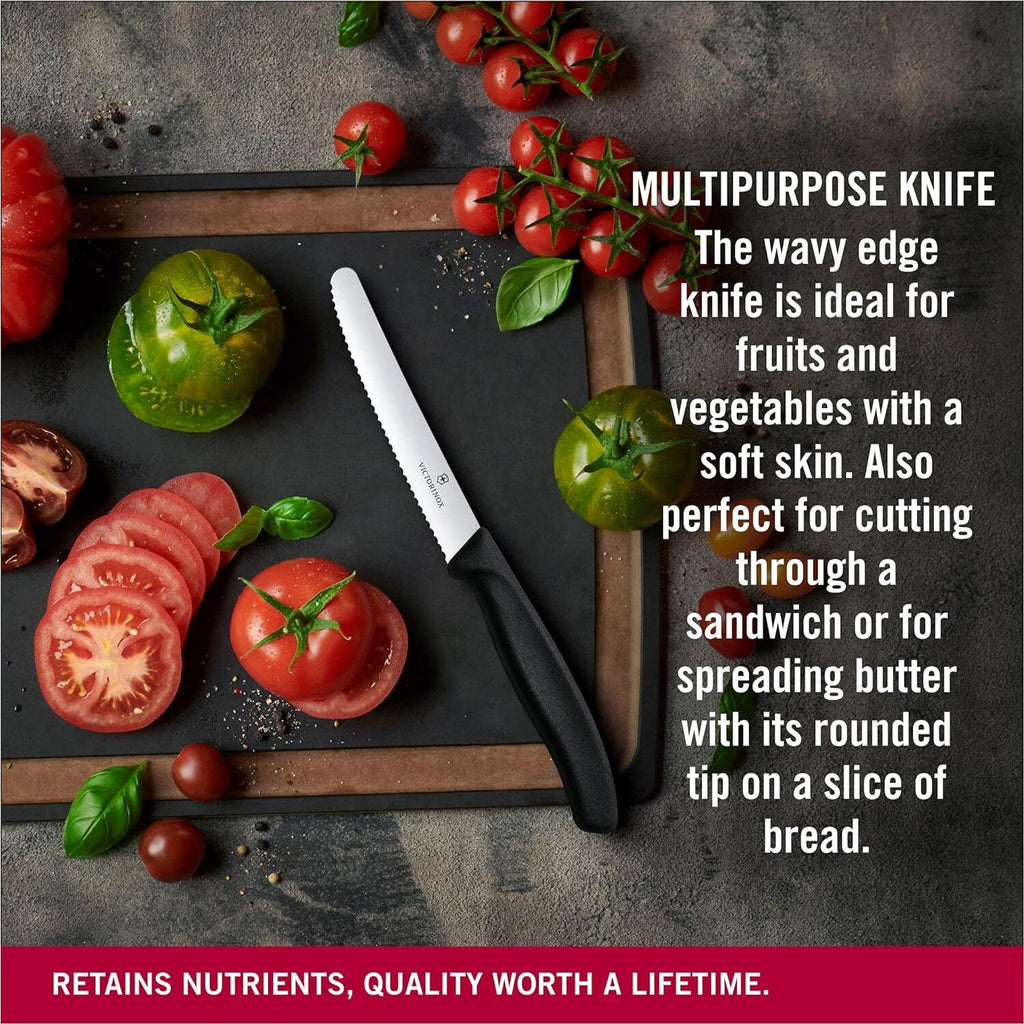 Victorinox Wavy Edge Steak and Tomato Knife, Black