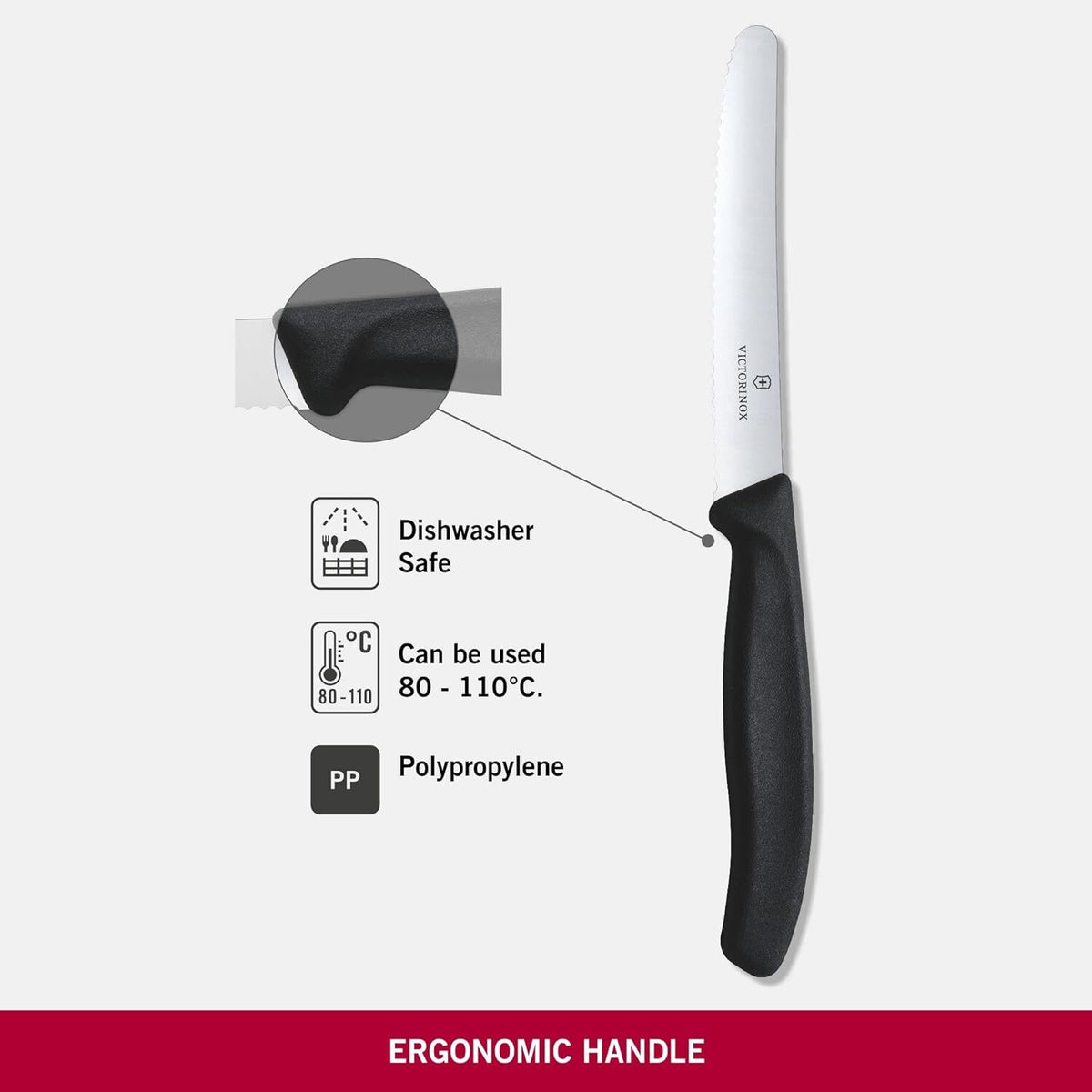 Victorinox Wavy Edge Steak and Tomato Knife, Black