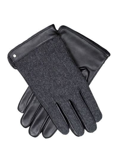 Dents Leather Wool Gloves Fleece Lined Warm Mens Winter Herringbone