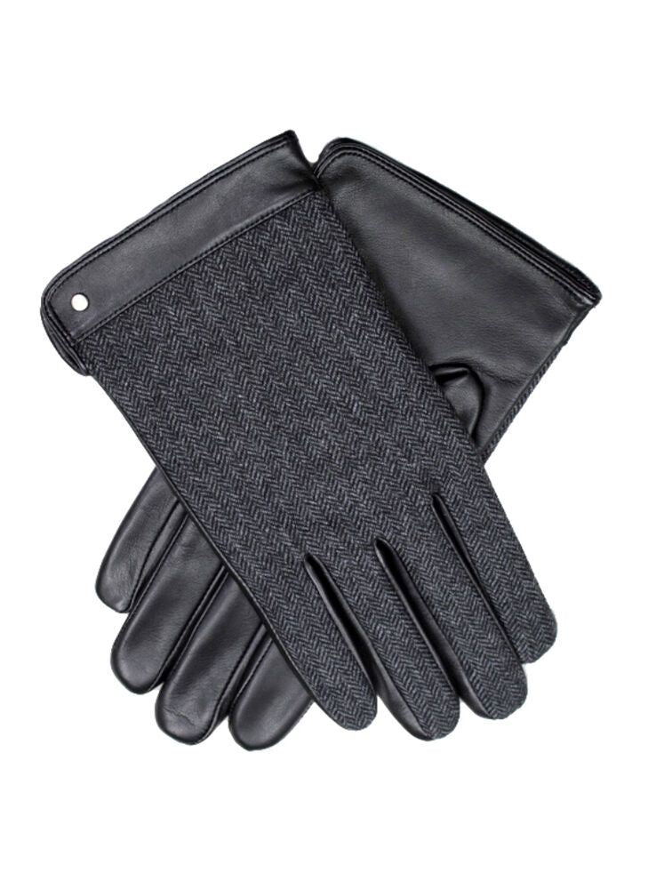 Dents Leather Wool Gloves Fleece Lined Warm Mens Winter Herringbone