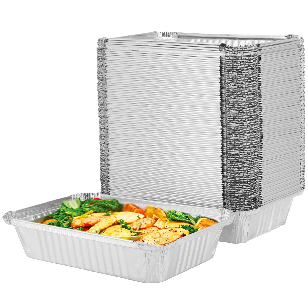 Kitchen Delights Aluminium Foil Trays, 52 x 32 x 8.5 cm, Pack of 48