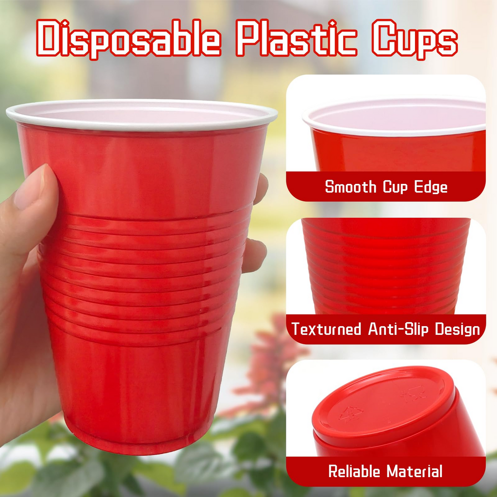 Kitchen Delights Red Plastic Party Cups, PET, BPA Free
