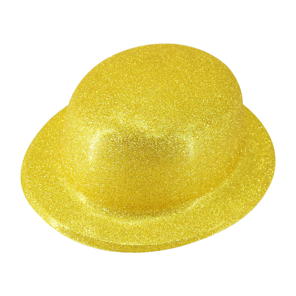GLITTER BOWLER HAT Fancy Party Plastic Costume Cap Fun Dress Up
