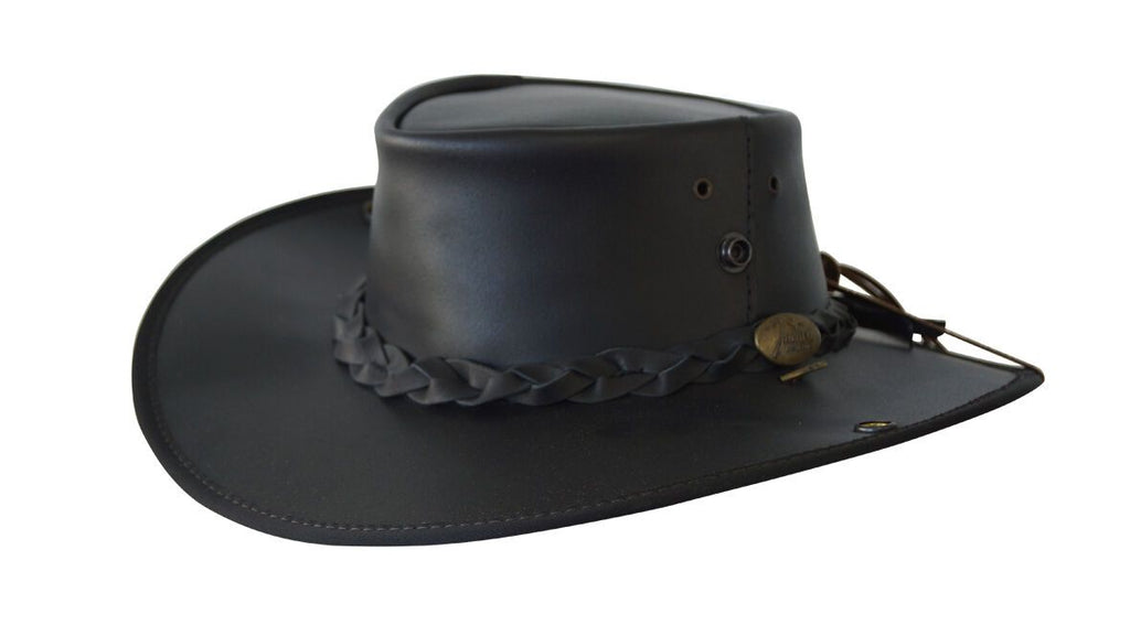 Jacaru Boundary Rider Bovine Cow Leather Hat Chinstrap Side Snaps