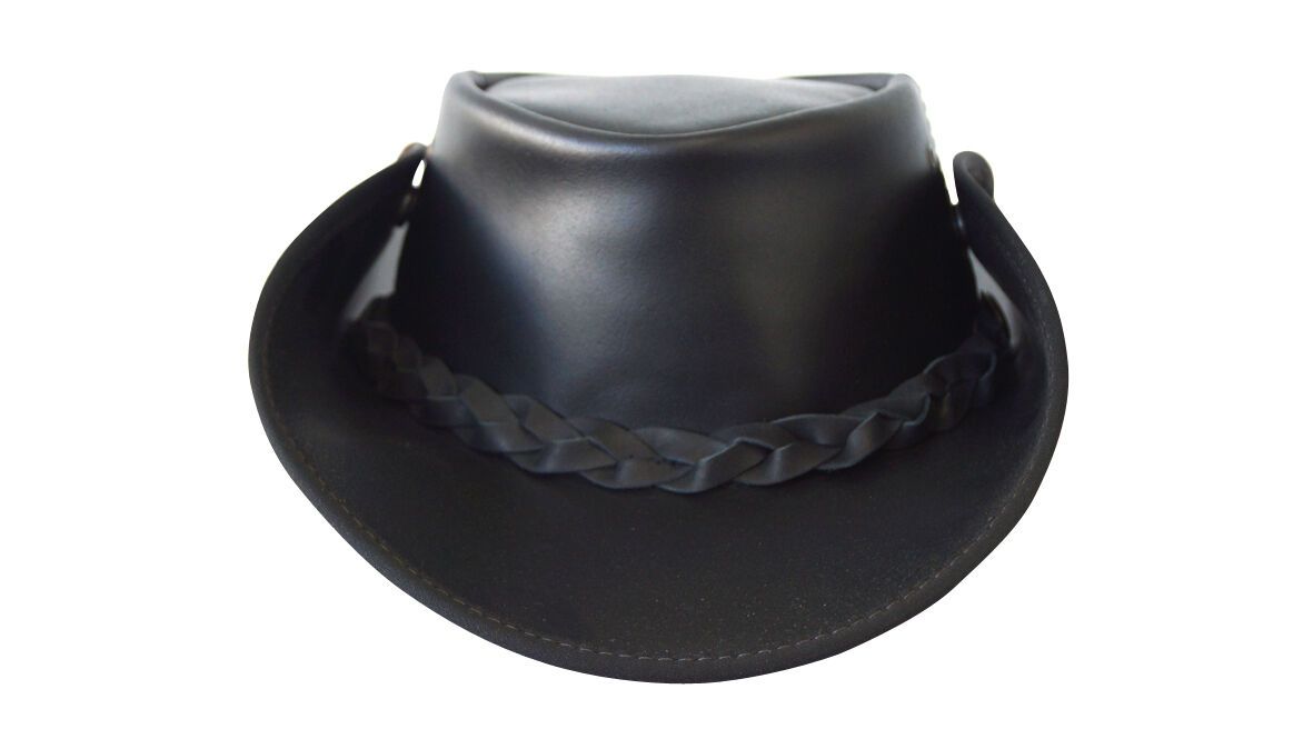 Jacaru Boundary Rider Bovine Cow Leather Hat Chinstrap Side Snaps