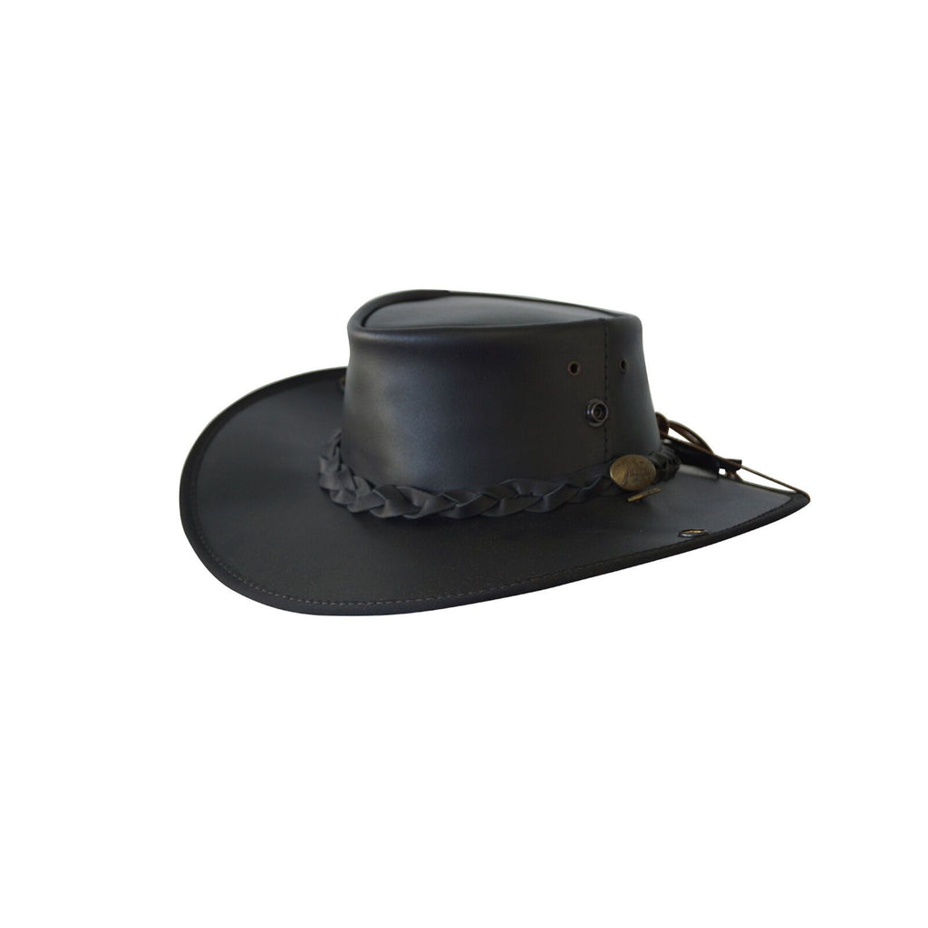 Jacaru Boundary Rider Bovine Cow Leather Hat Chinstrap Side Snaps