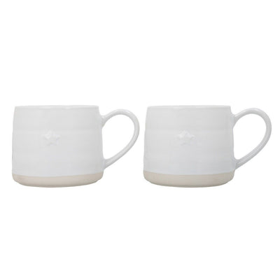 Mikasa Farmhouse Star Stoneware Mugs, Cream, Set of 2, 380 ml