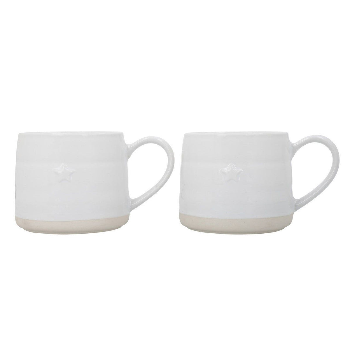 Mikasa Farmhouse Star Stoneware Mugs, Cream, Set of 2, 380 ml