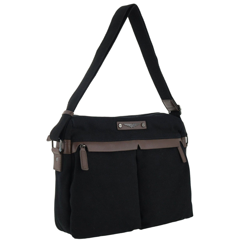 POLICE Wings Canvas Mens Messenger Business Bag w/ Laptop Computer