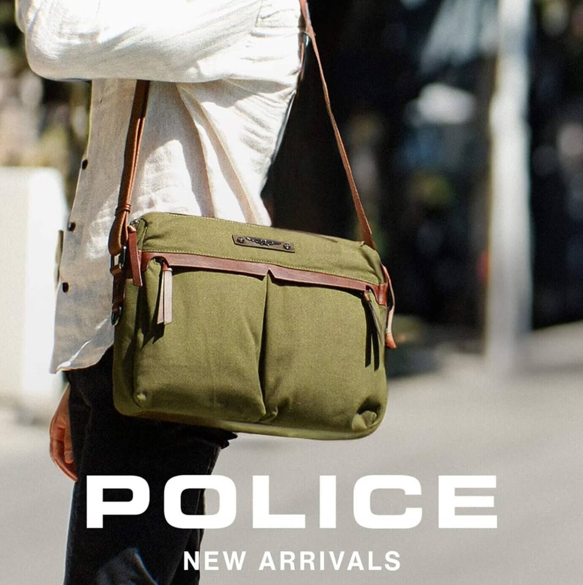POLICE Wings Canvas Mens Messenger Business Bag w/ Laptop Computer
