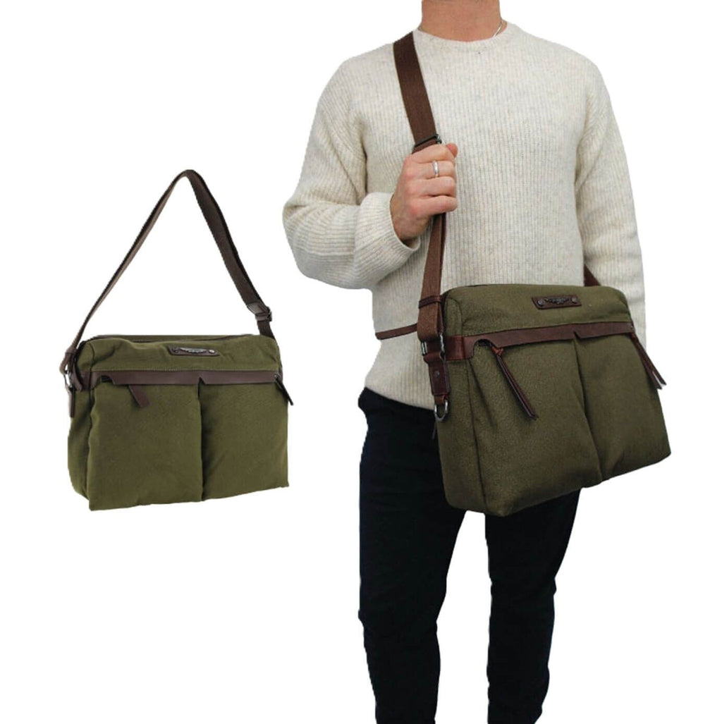 POLICE Wings Canvas Mens Messenger Business Bag w/ Laptop Computer