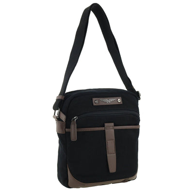 POLICE Wings Mens Canvas Crossbody Bag in Black