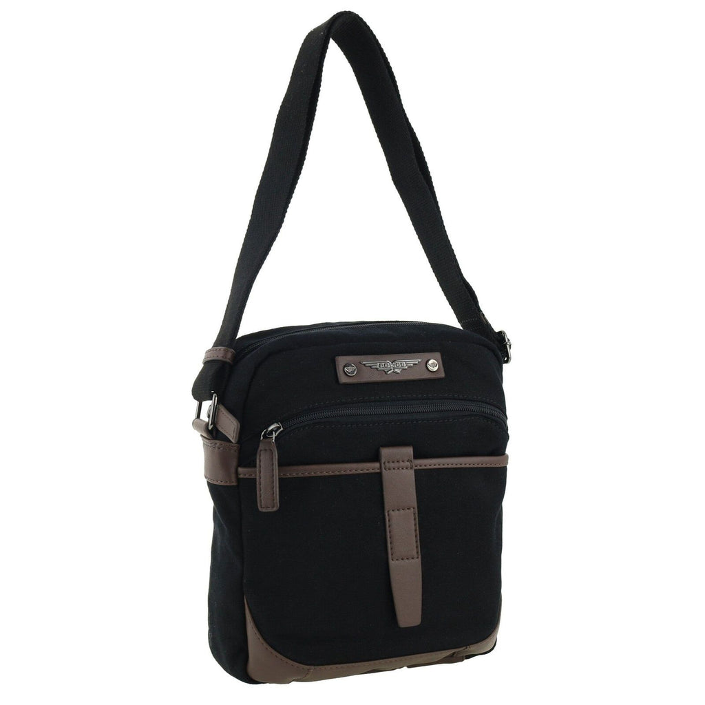 POLICE Wings Mens Canvas Crossbody Bag in Black