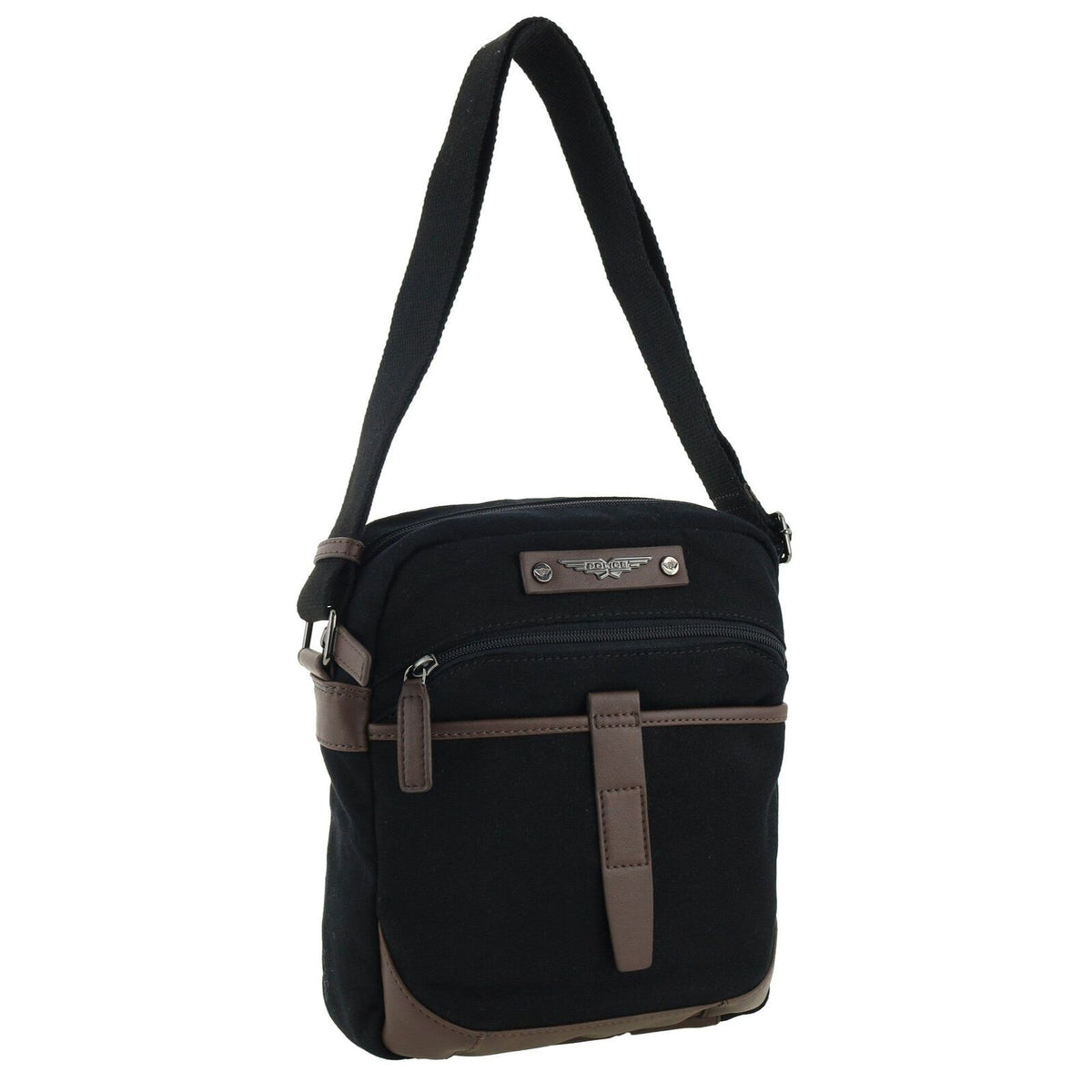 POLICE Wings Mens Canvas Crossbody Bag in Black