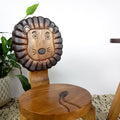Mango Trees Hand-Carved Wooden Kids Chair, Lion