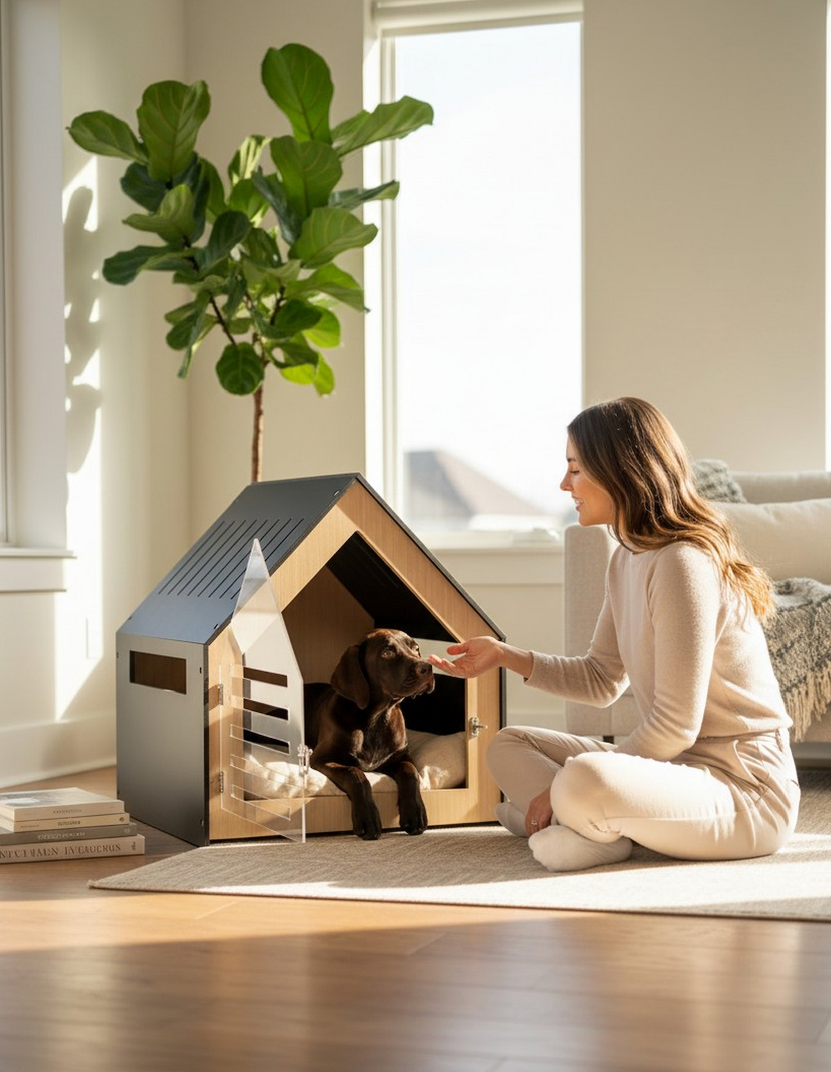 Modern Pet House Dog Crate (Black)
