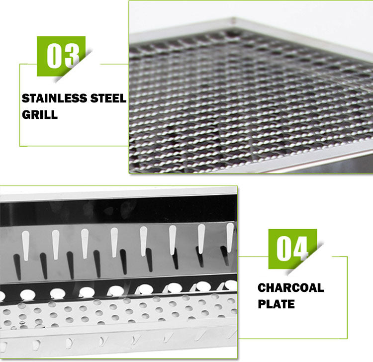 Stainless Steel Portable Outdoor BBQ Barbecue Grill Set Charcoal Kebab Picnic Camping