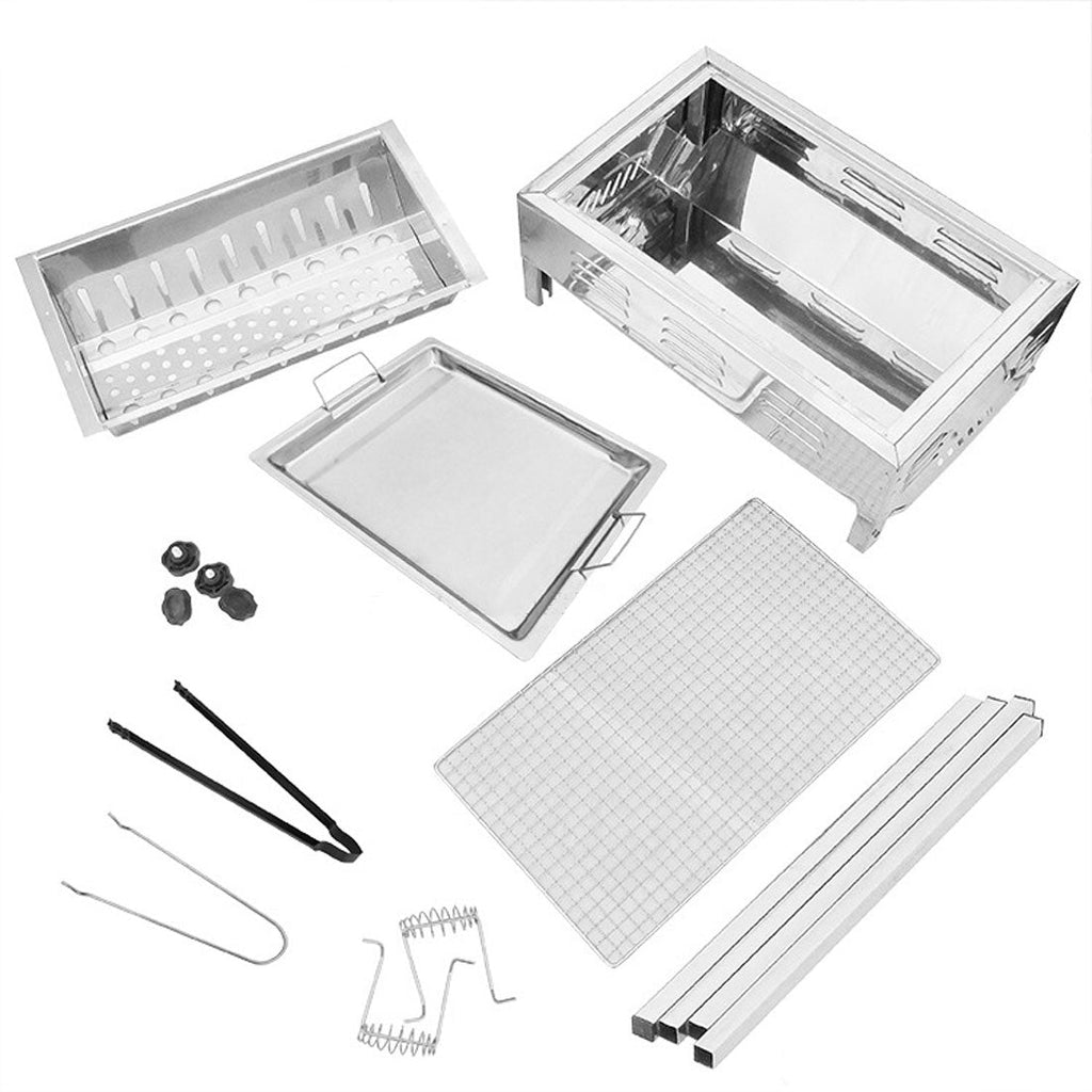 Stainless Steel Portable Outdoor BBQ Barbecue Grill Set Charcoal Kebab Picnic Camping