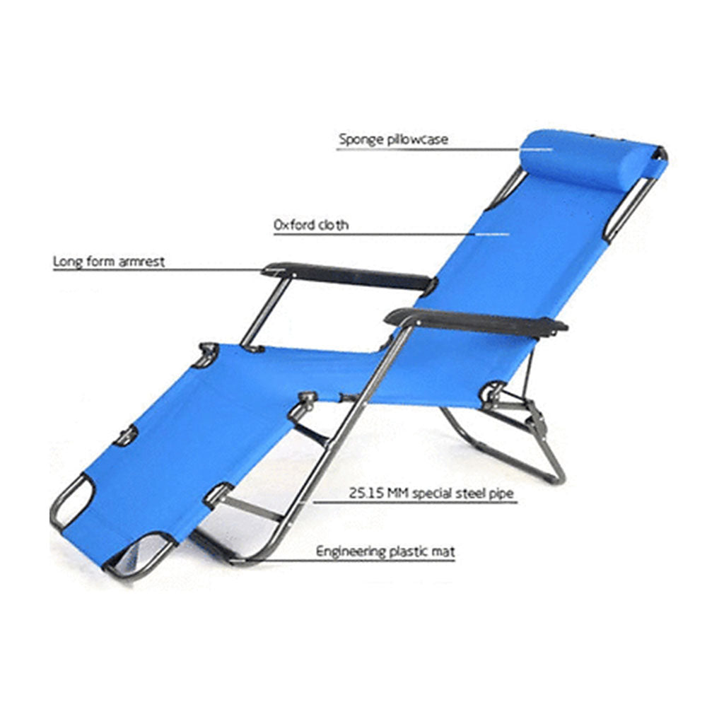 Reclining Sun Beach Deck Lounge Chair Outdoor Folding Camping Fishing